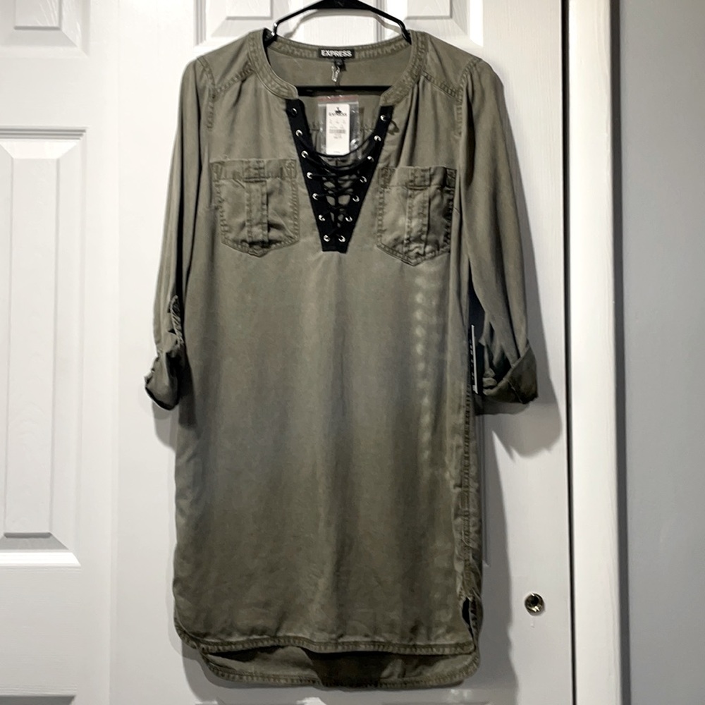 Express NEW Green Laced Tunic